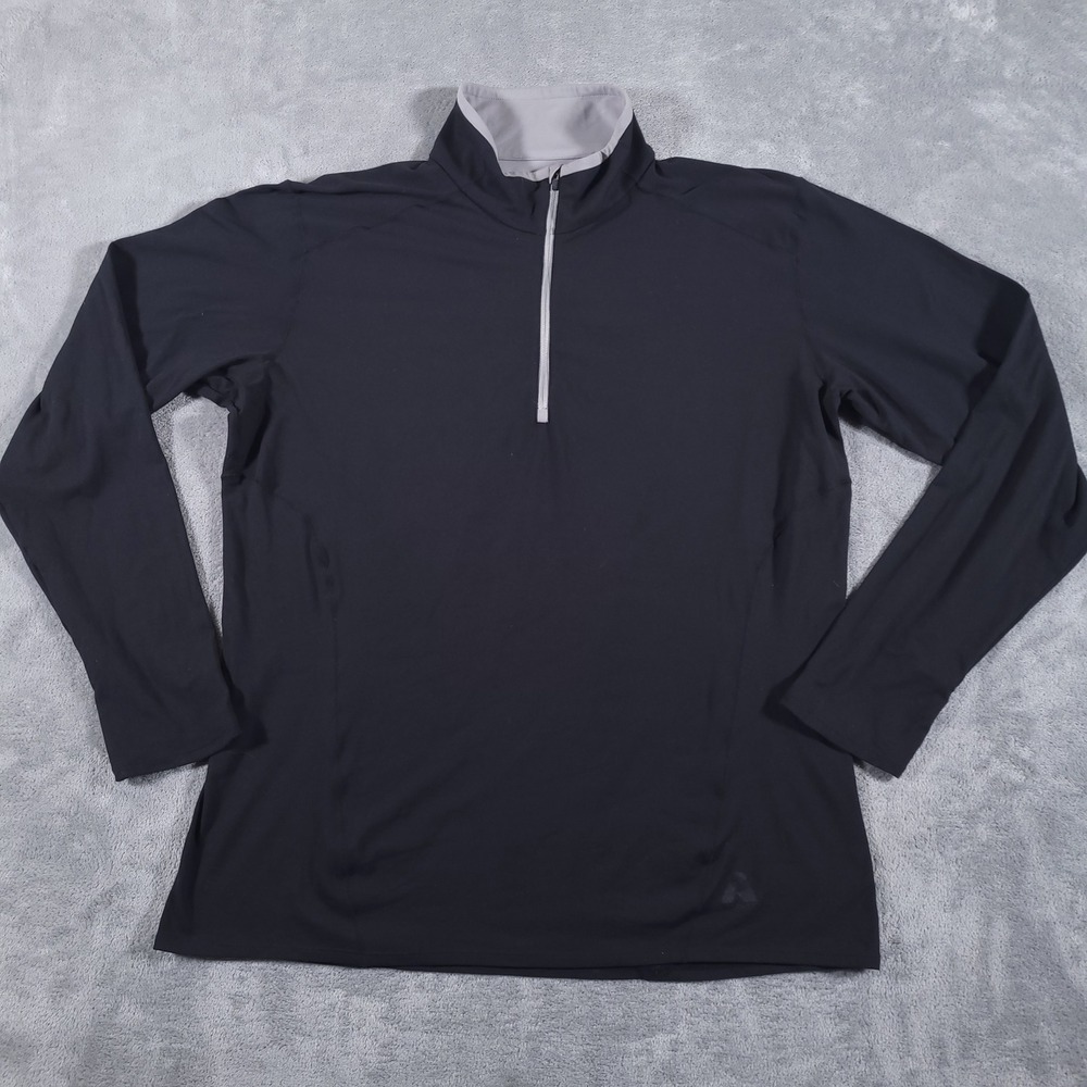 Eddie Bauer First Ascent Quarter Zip Fleece Mens XL Black Mock Neck Lightweight